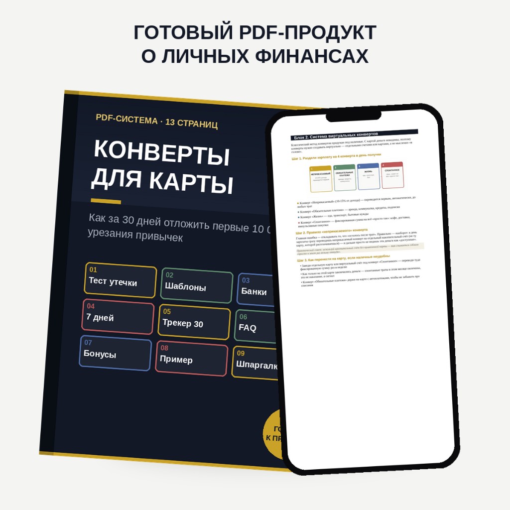 Конверты для карты — готовый PDF-продукт о личных финансах, 13 страниц
